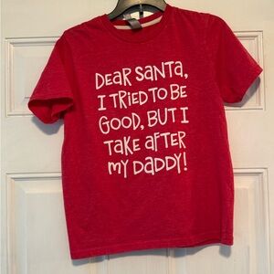 Playful Red Kids' T-Shirt with Santa Print